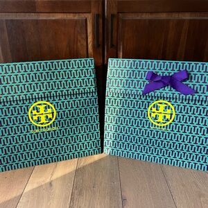 Tory Burch Green and Purple Gift Bags